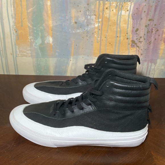 MCQ by Alexander McQueen Shallow VULC Hi Top Black Leather Canvas Mens 45/US 12 - Picture 3 of 8